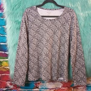White Stag Gray White Tan Black Printed Long Sleeve Top Size XXL